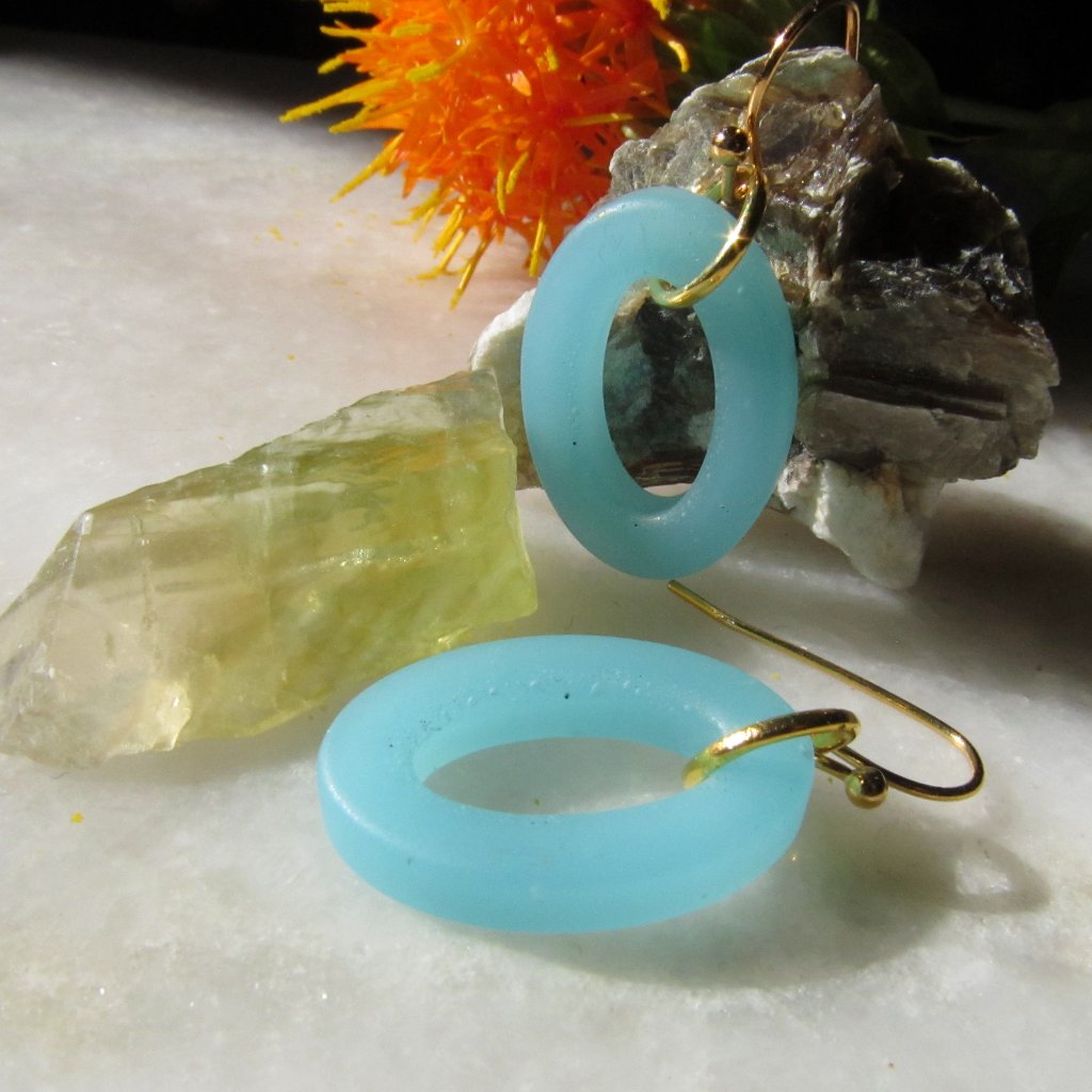 Glass Oval Earrings 14k Gold Fill Wires